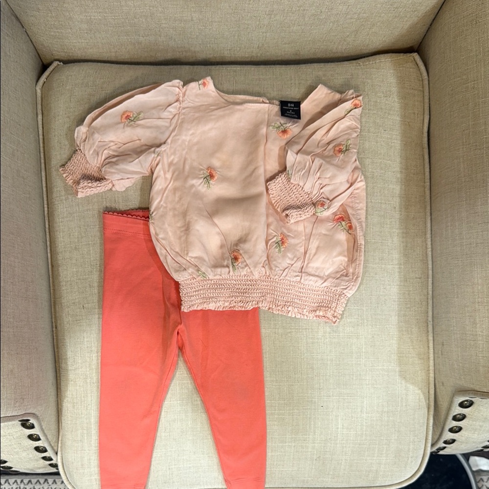 Something Navy Pink and Orange Matching Set with Romantic Details
